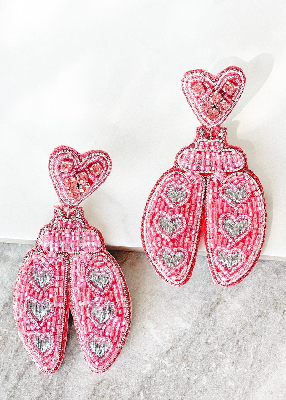 Woma Pink Matte Meenakari Dangler Beads Drop Earrings -1318004C